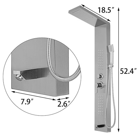 Rainfall Shower Panel with Body Massage Jets