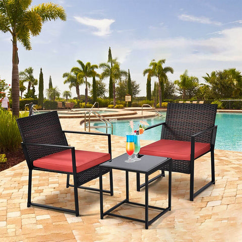 Outdoor 3pcs Patio Chair Table Rattan Set