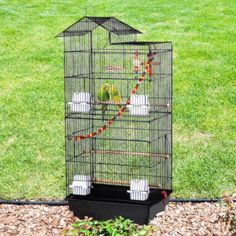 Large Roof Top Metal Bird Cage with Toys