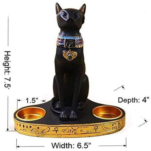 Egyptian Cat Candlestick Candle Holder