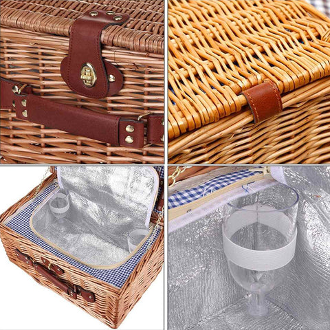 Portable Insulated Wicker Picnic Basket Set