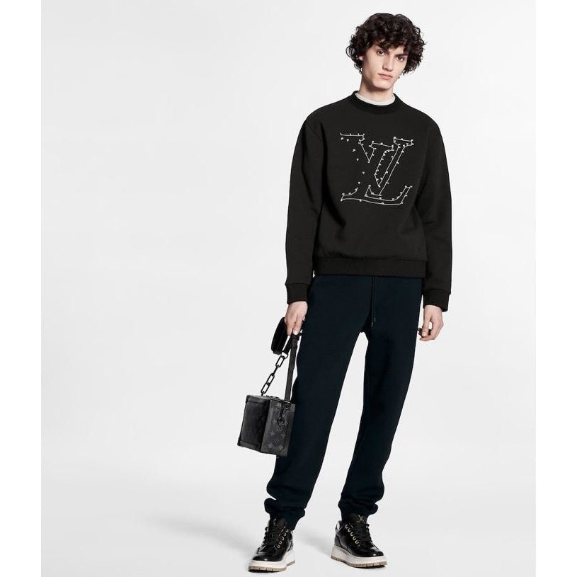 Louis Vuitton LV Stitch Print Embroidered Jumper (Black) | Moretti Menswear