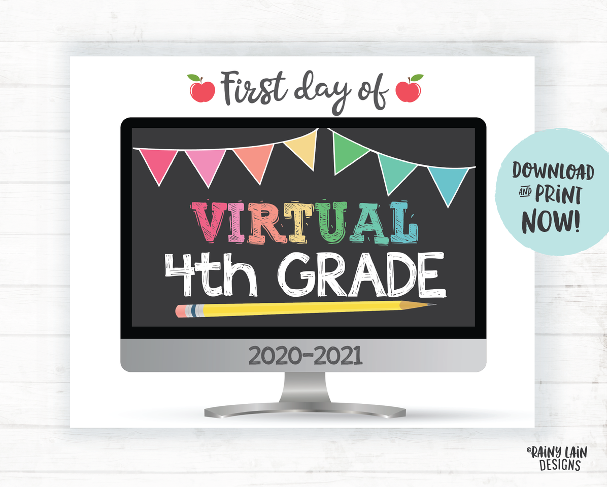 first-day-of-virtual-4th-grade-sign-first-day-of-distance-learning-si
