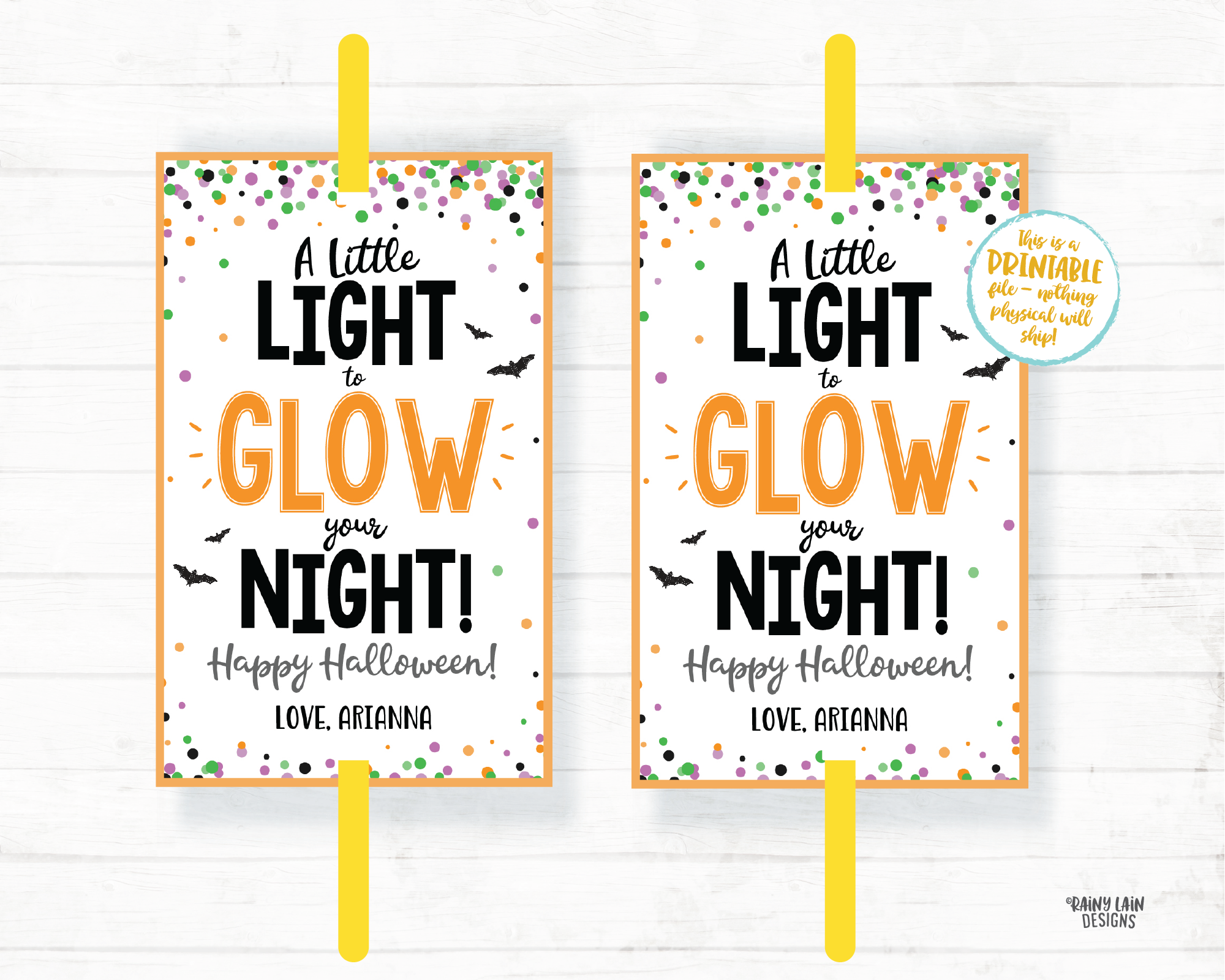 A little Light to Glow Your Night Halloween Glow Stick Tag, Glow Stick