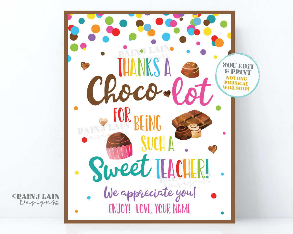 Thanks A Choco Lot For All You Do Free Printable
