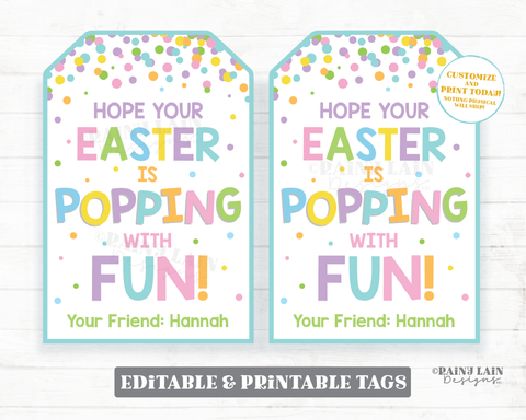 Crazy Straw Easter Gift Printable Tag, Easter Egg, Gift Tag, Party Favor,  Easter Gift for Kids, School Gift, Easter, Just Add Confetti 