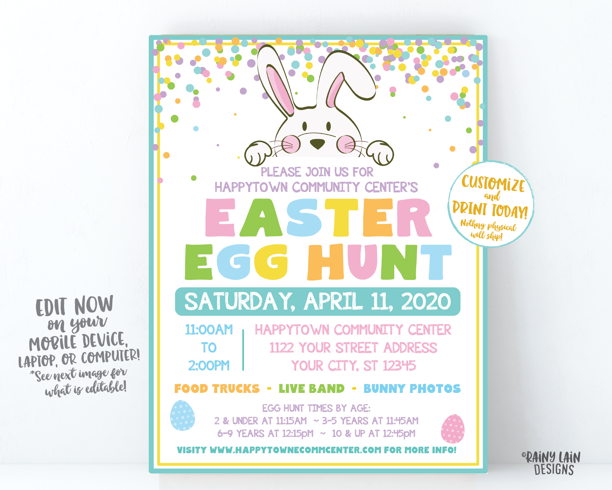 Easter Egg Hunt Flyer, Egg Hunt Invite Printable, Easter Egg Hunt Invi