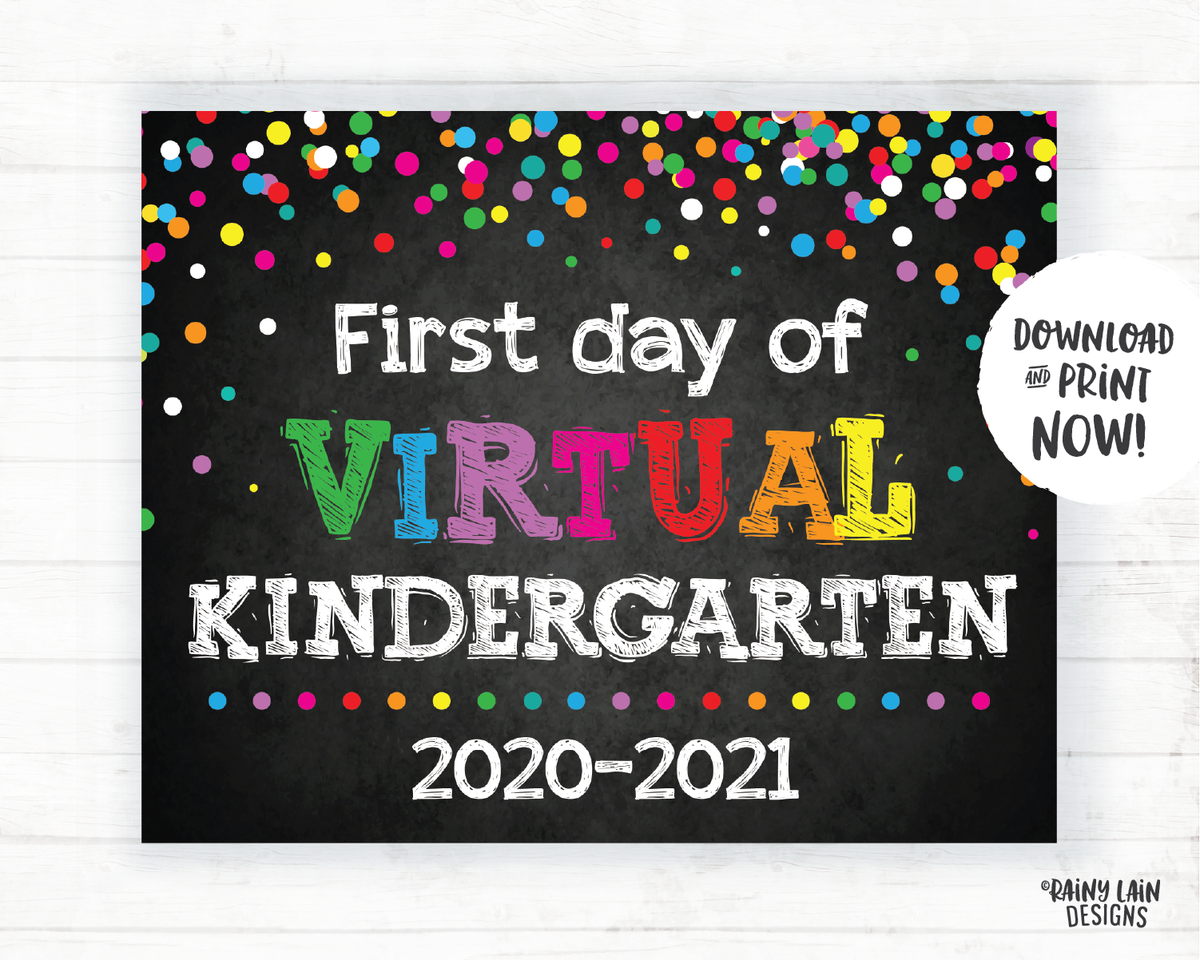 First Day of Virtual Kindergarten Sign, Virtual School Sign, E-Learnin
