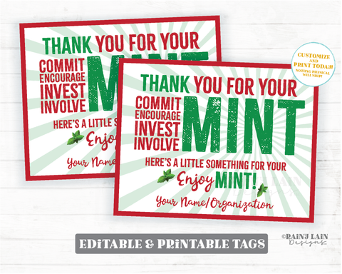 Christmas Thank You Mint Gift Tag, Enjoy-mint tag - Instant Download – Cute  Party Dash