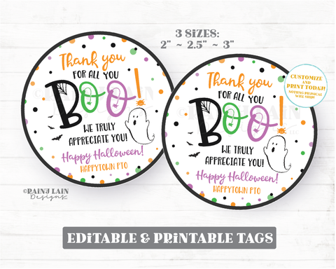 Boo Thanks for All You Do Halloween Tags - Digital Download – Cute Party  Dash