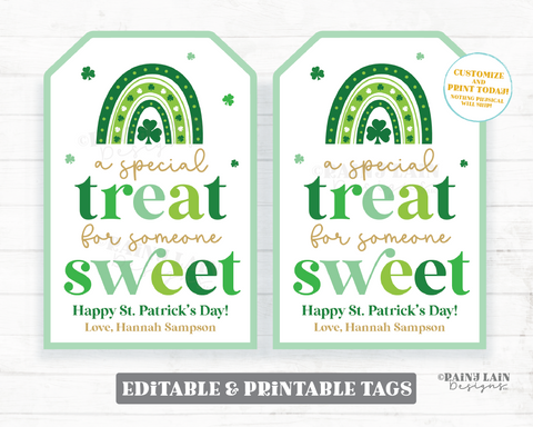 Lucky Treat for someone sweet Gift Tags, Happy St. Patrick's Day Print –  Cute Party Dash