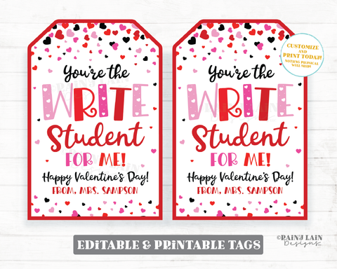 TAGS ONLY Valentines Day Hard Copy Tags for Pencils, Valentines