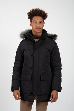 Parka Negro capucha pelo desmontable – Moda