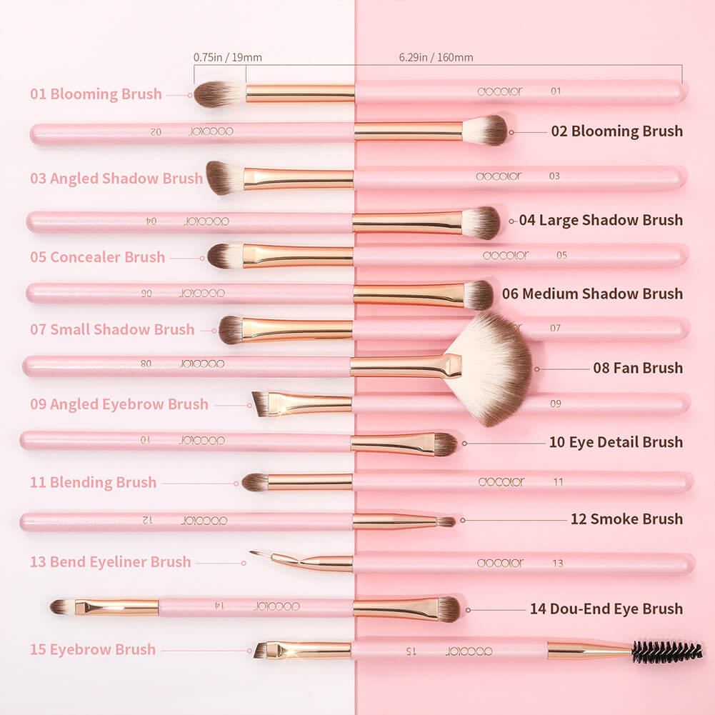 Docolor makeup brushes Soft Pink - 15 Pieces Eye Brush Set eye makeup best makeup brushes synthetic hair makeup brushes professional makeup brushes Instagram makeup brush popular makeup brand