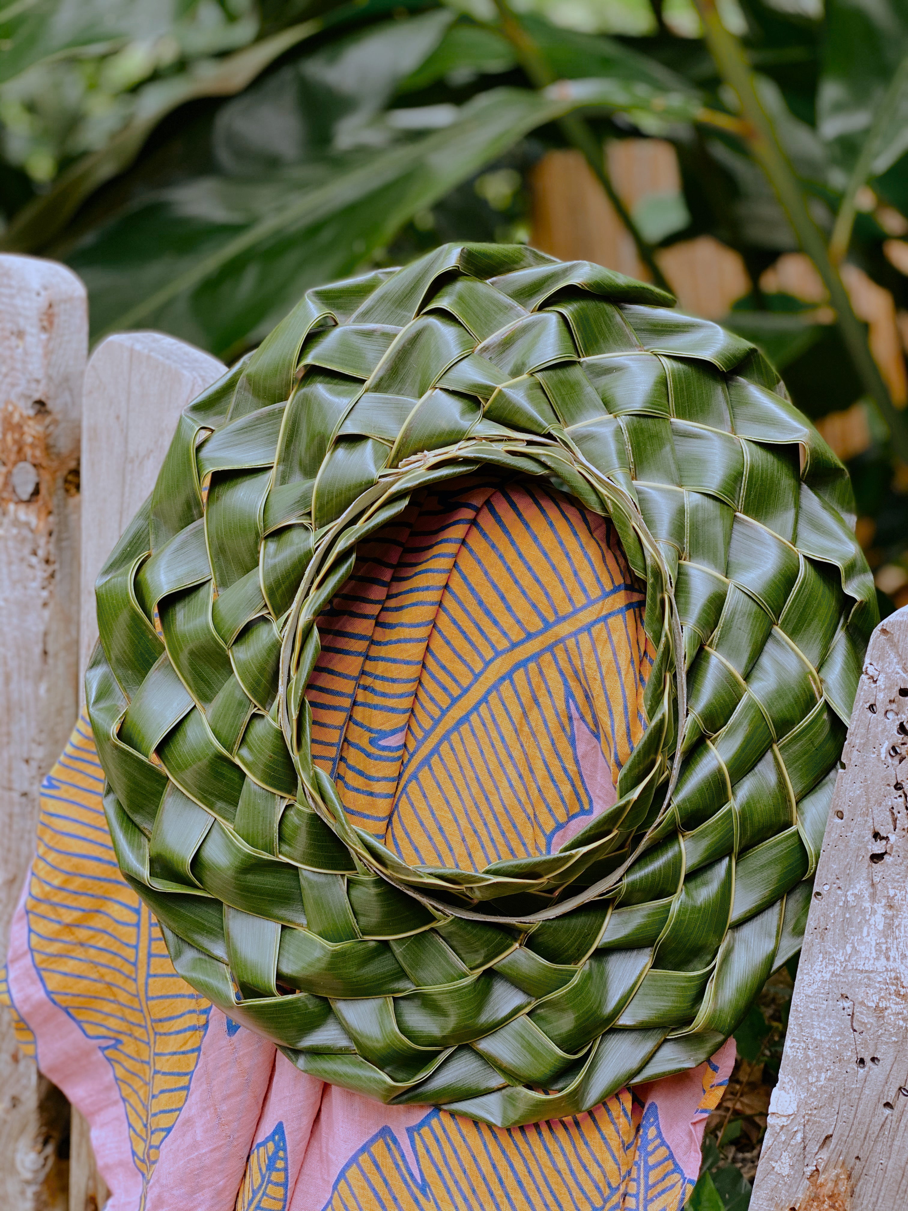 coconut palm leaf hat