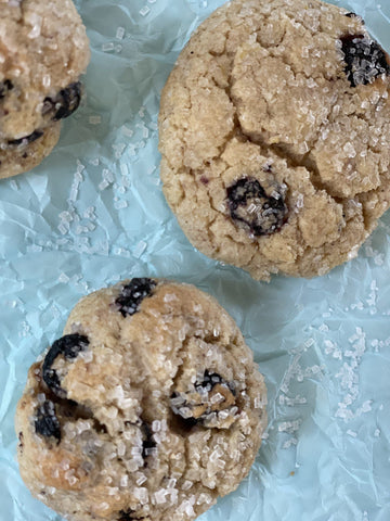 Blueberry lemon sugar cookies with freeze-dried blueberries