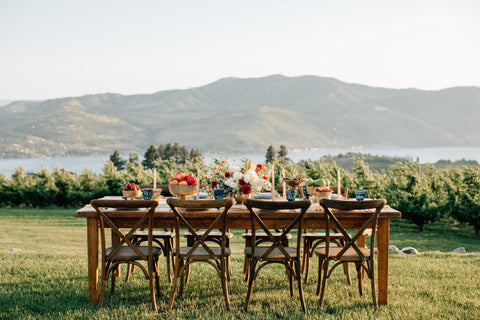 The Venue at Chelan Ranch bridal dining table with a view