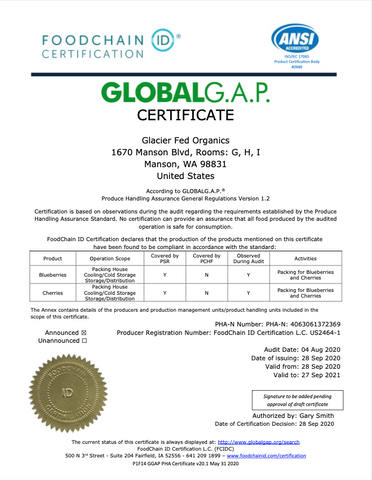 Global Gap Certification Glacier Fed Organics