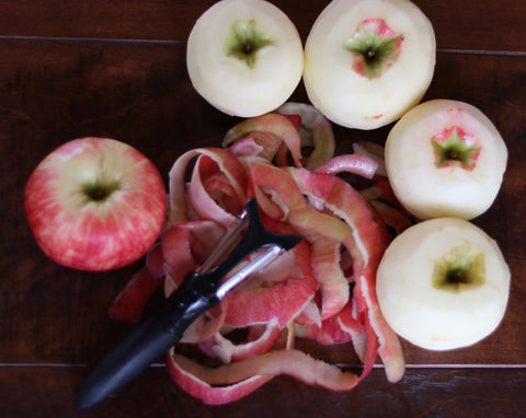 Peeled Honeycrisp apples