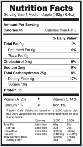 nutritional info apples