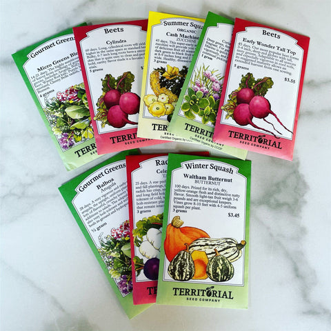 Seed packages for vegetable garden