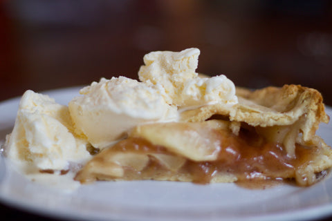 Slice of baked apple pie