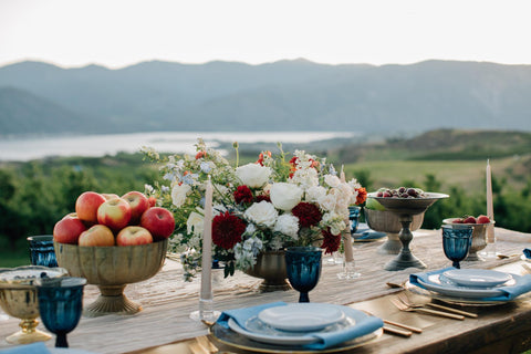 The Venue at Chelan Ranch table setting with a view
