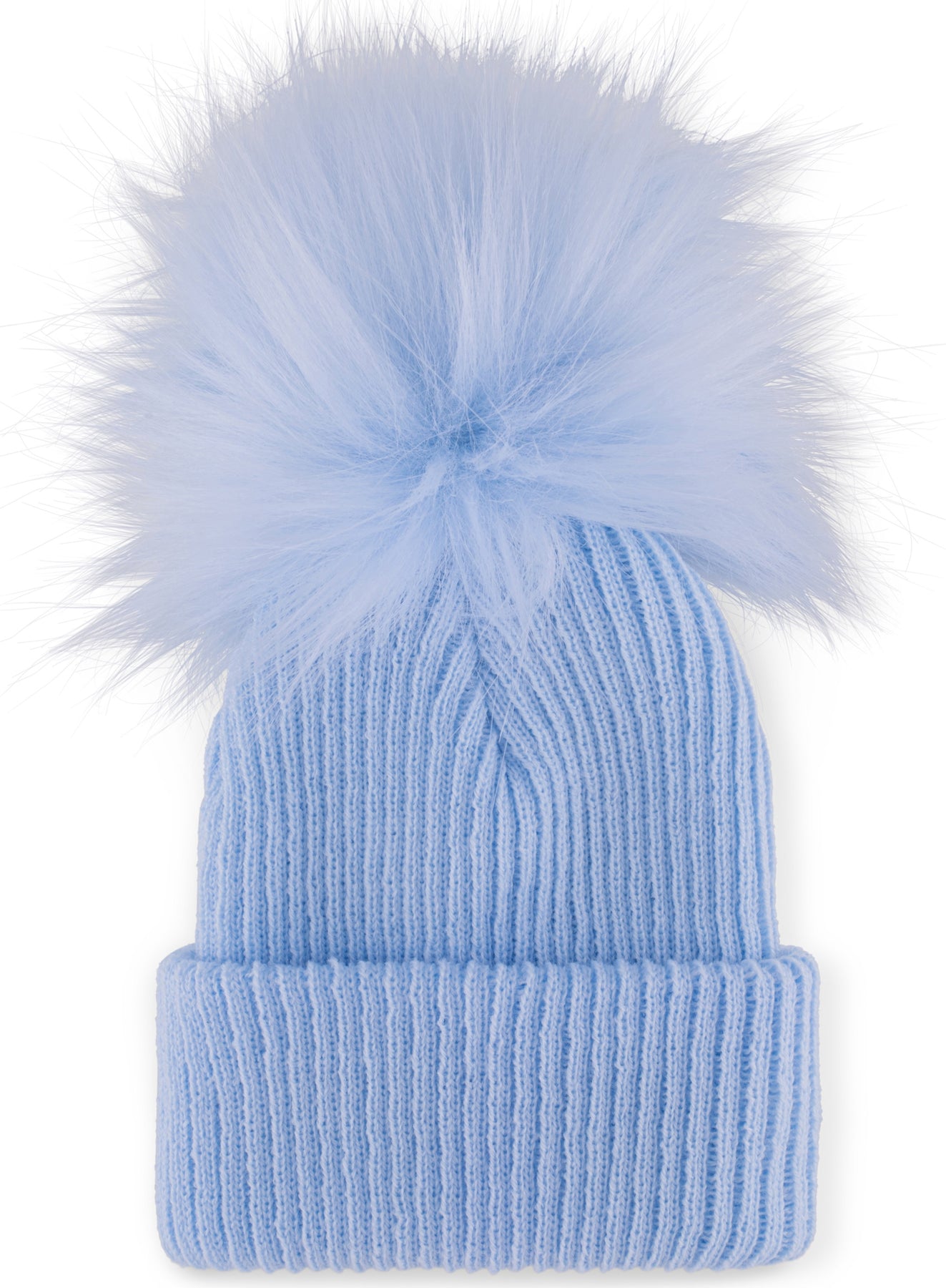 Baby Boy Blue Ribbed Pom Pom Hat Designer Baby