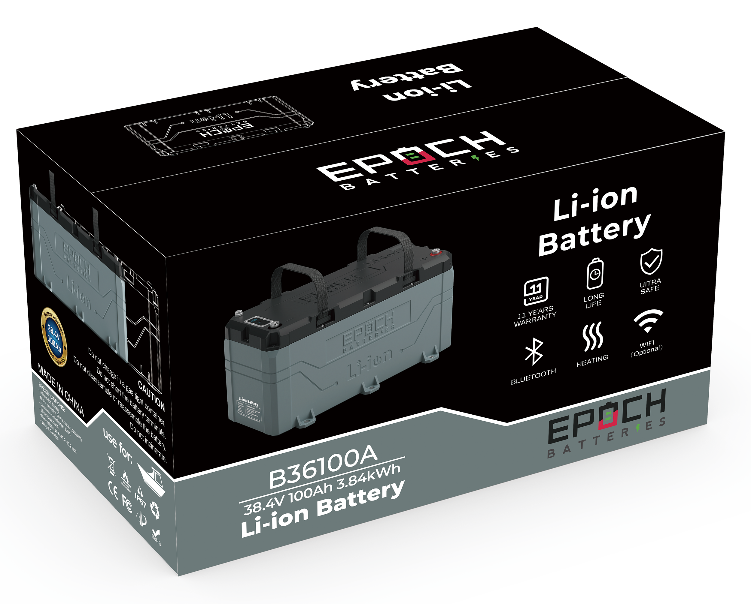 LiFePO4 Akku 36V 50Ah 50A Lithium-Eisen-Phosphat Batterie, 779,00 €