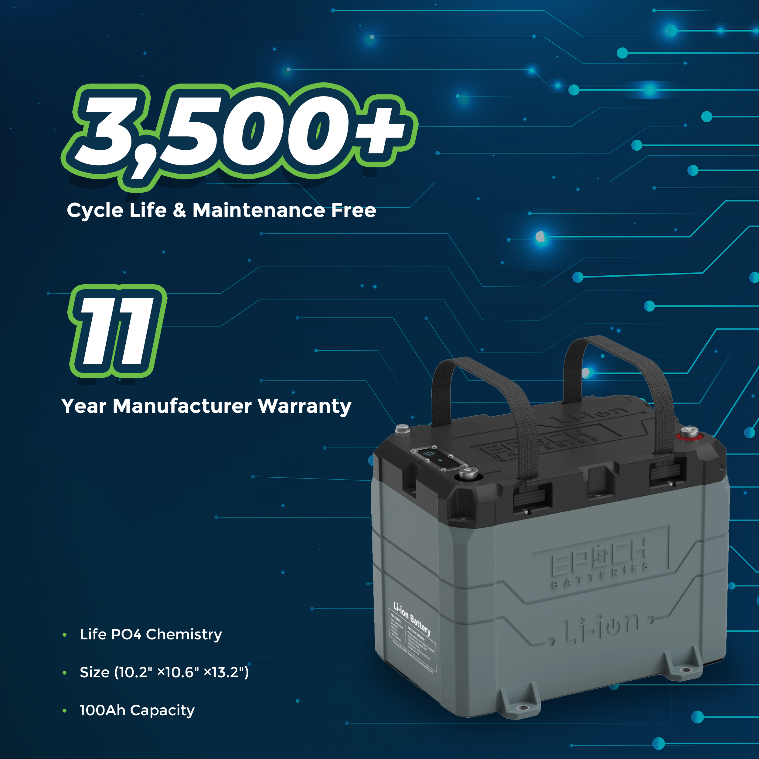 EWLI-12V1280 LiFePO4 Battery 12V 100Ah 1C Bluetooth and Heated Batteries  Expert