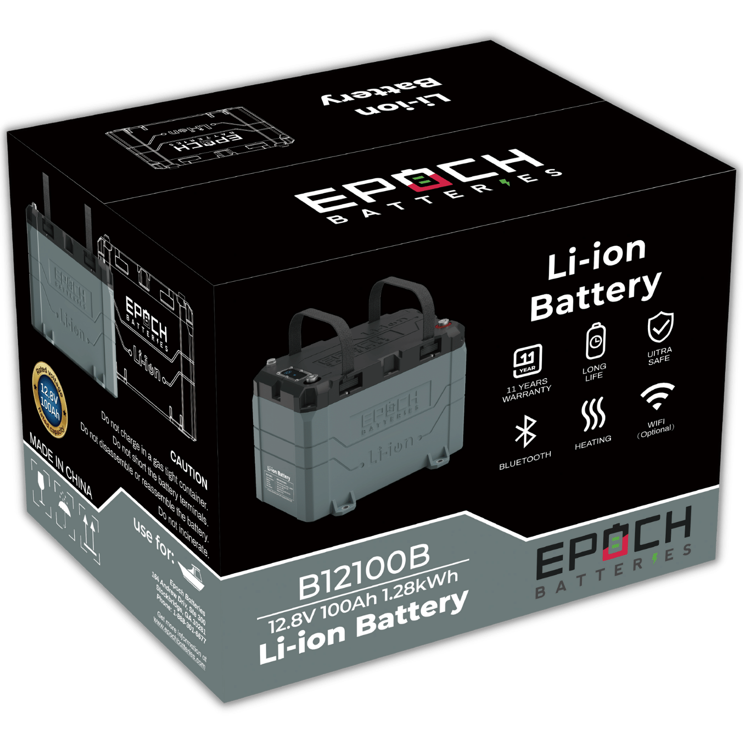 12V 50Ah Heated Bluetooth LiFePO4 Epoch Battery