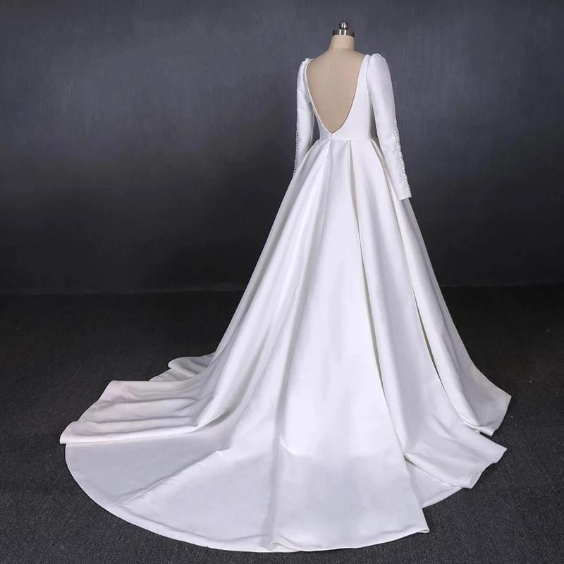 simple white satin wedding dress