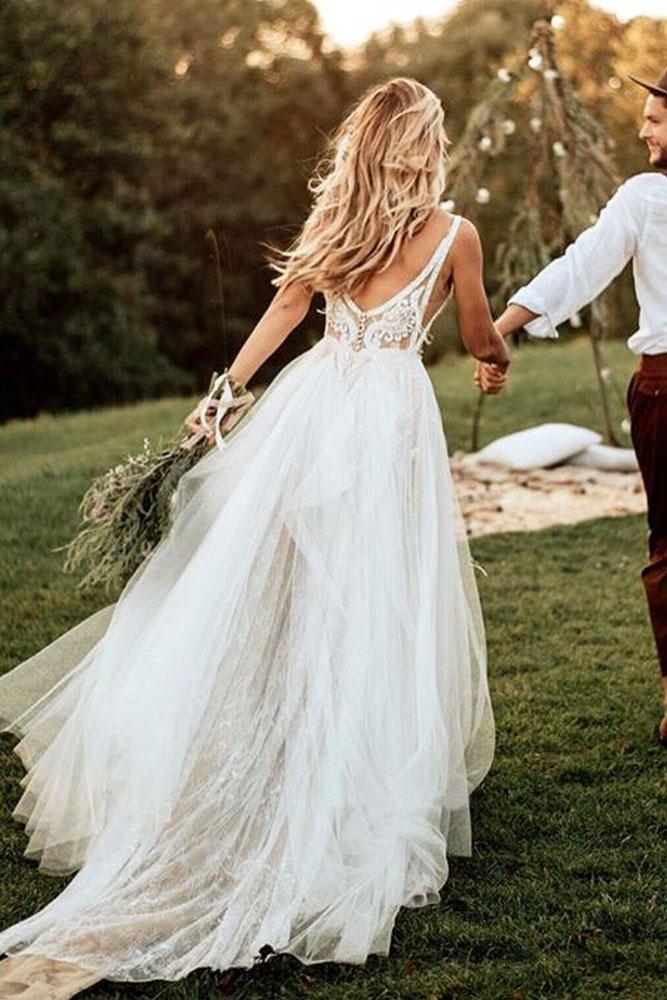 long flowy beach wedding dresses