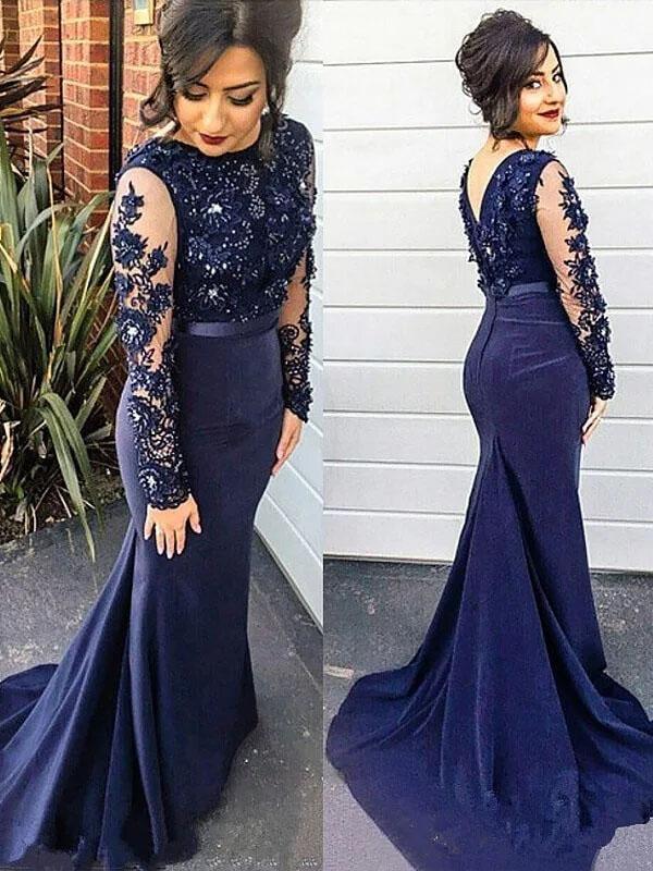 navy blue plus size prom dress