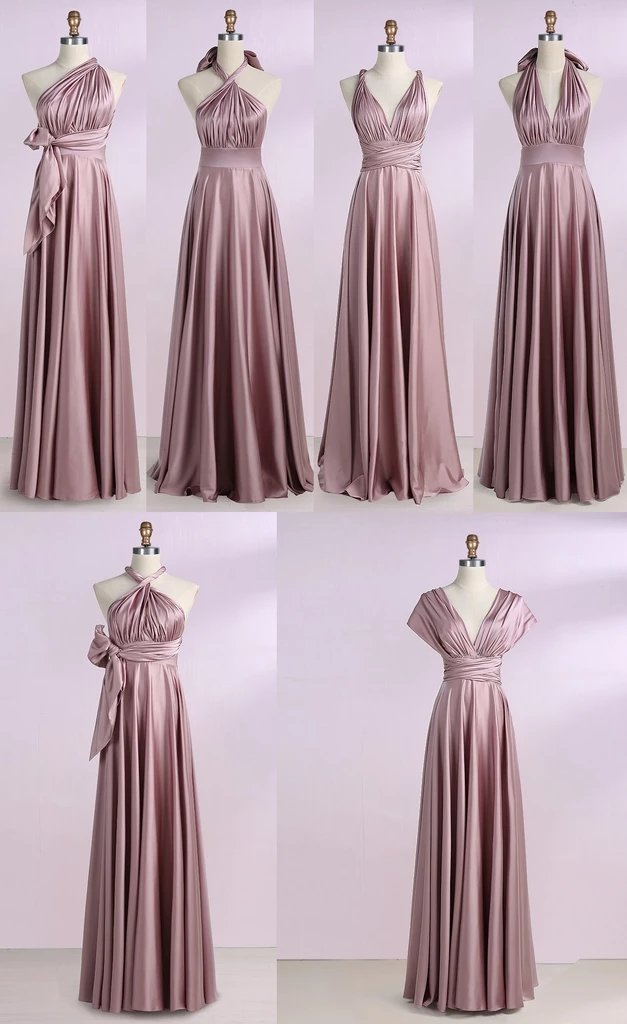 Simple New Arrival Backless Satin Long Bridesmaid Dresses Evening