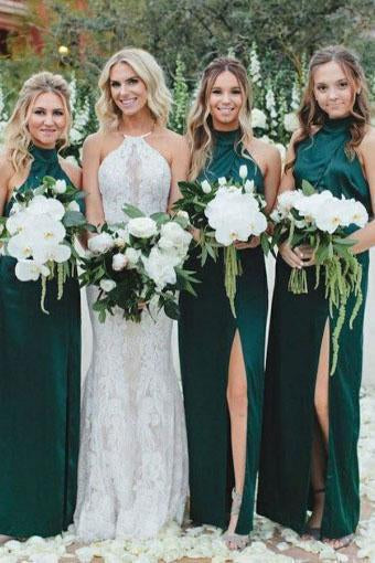 dark green bridal dress