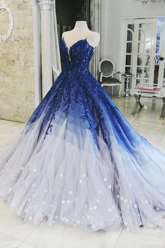 royal blue and white quinceanera dresses