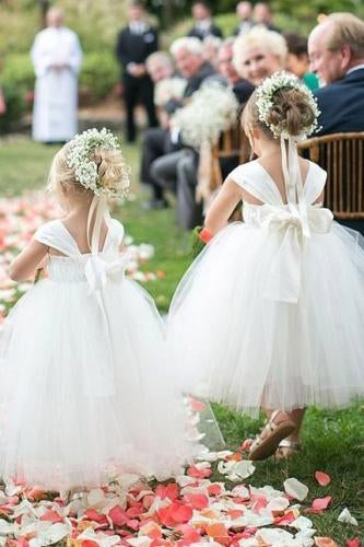 white baby flower girl dress