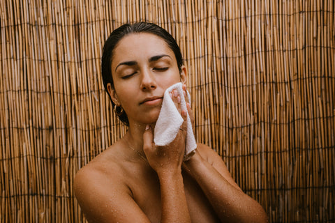 Ismini demonstrating Suntrap skin care. Photographed by Sarah Elizabeth Buckner.