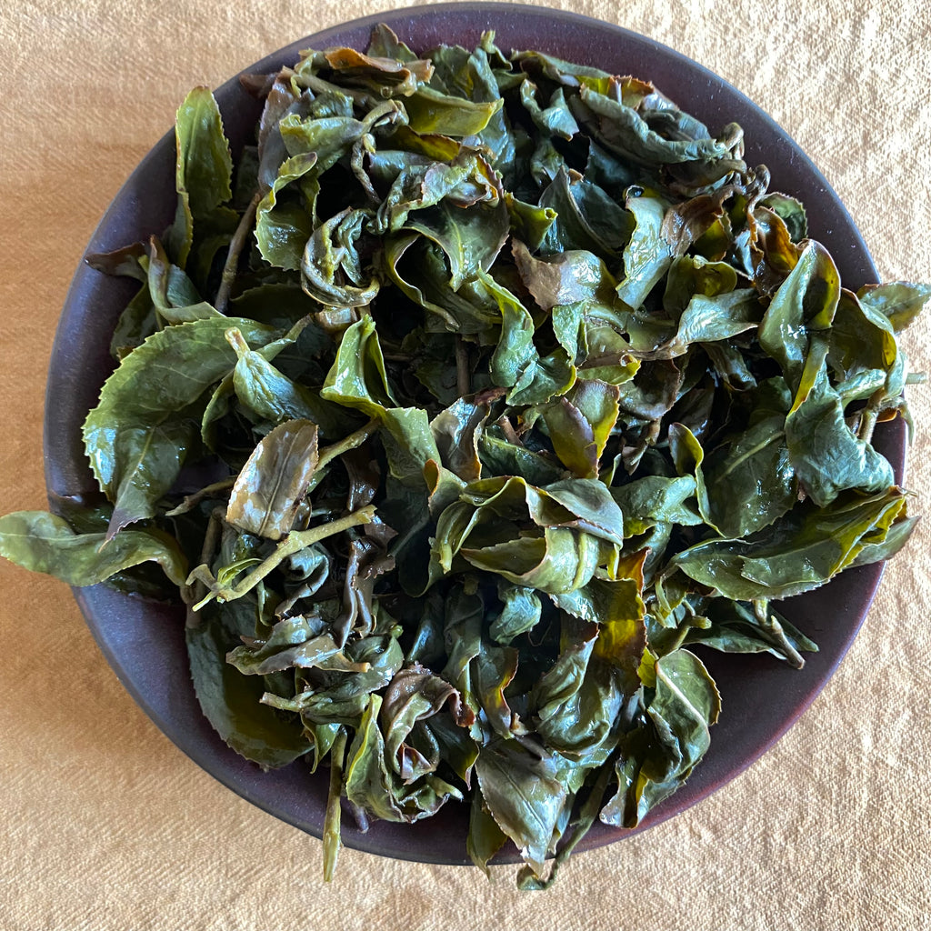 Traditoinal Lugu Oolong Tea brewed tea leaves