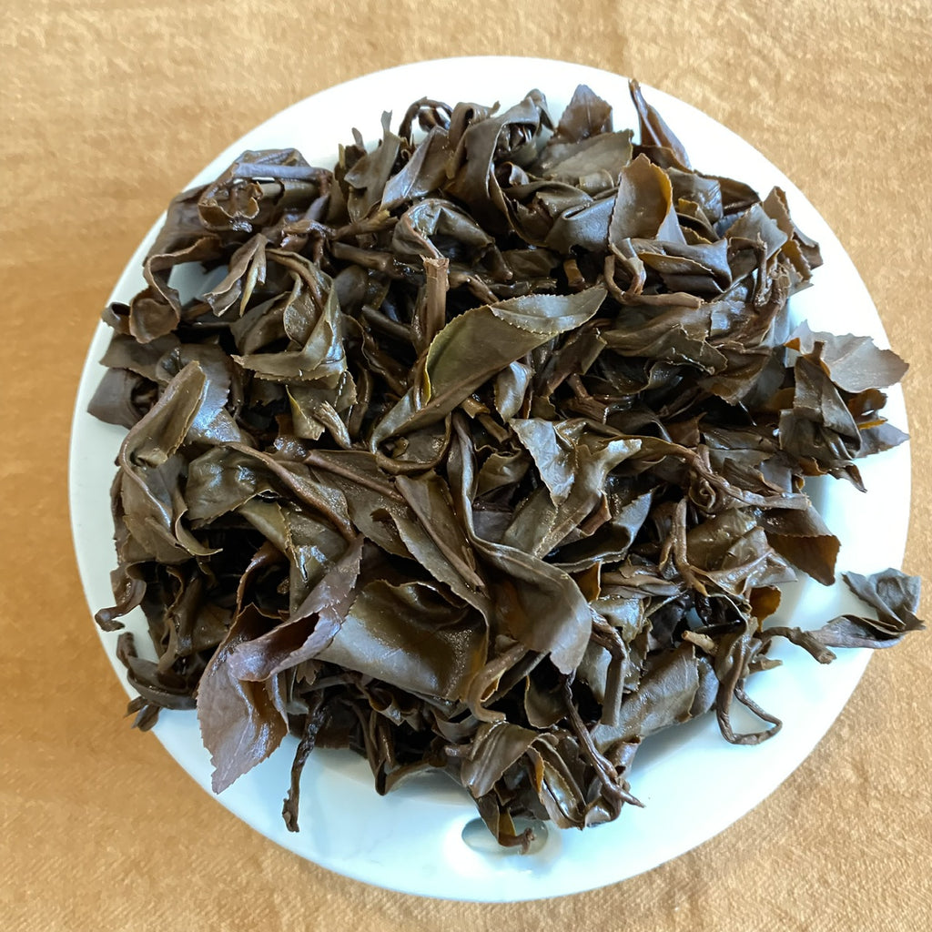 Eco-Farmed GABA Oolong Tea brewed leaves