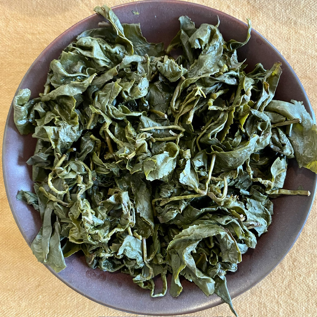 Award Winning Alishan Jin Xuan Oolong brewed tea leaves