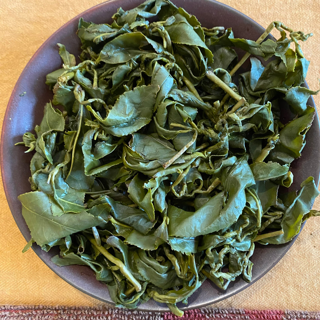 Li Shan High Mountain Oolong Tea brewed leaves