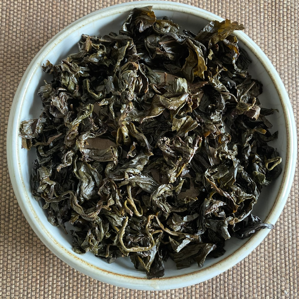 HIgh Mountain Concubine Oolong brewed tea leaves