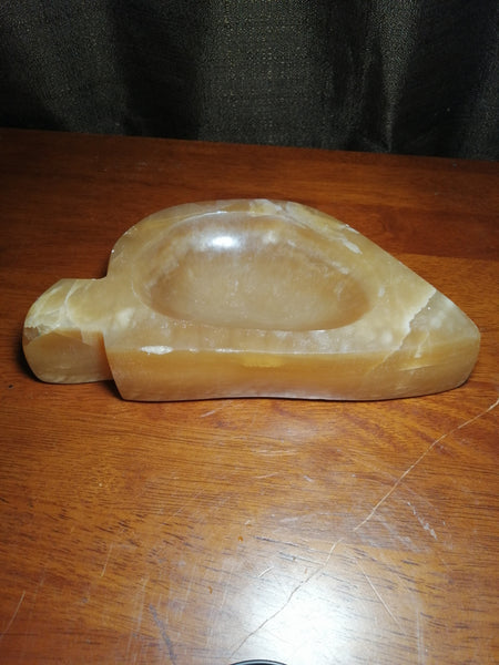 SALE: Honey Calcite Crystal Leaf Shaped Trinket Bowl