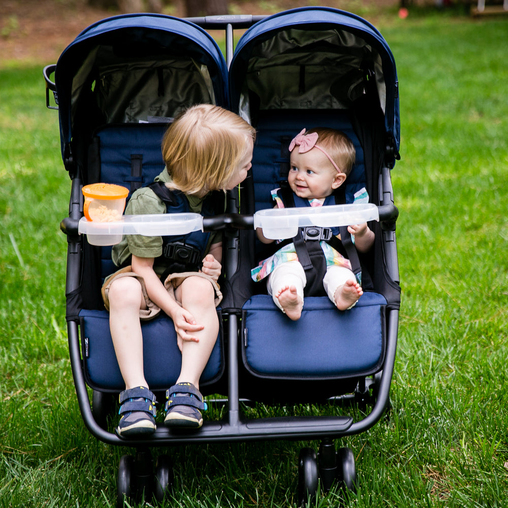 double stroller with snack tray