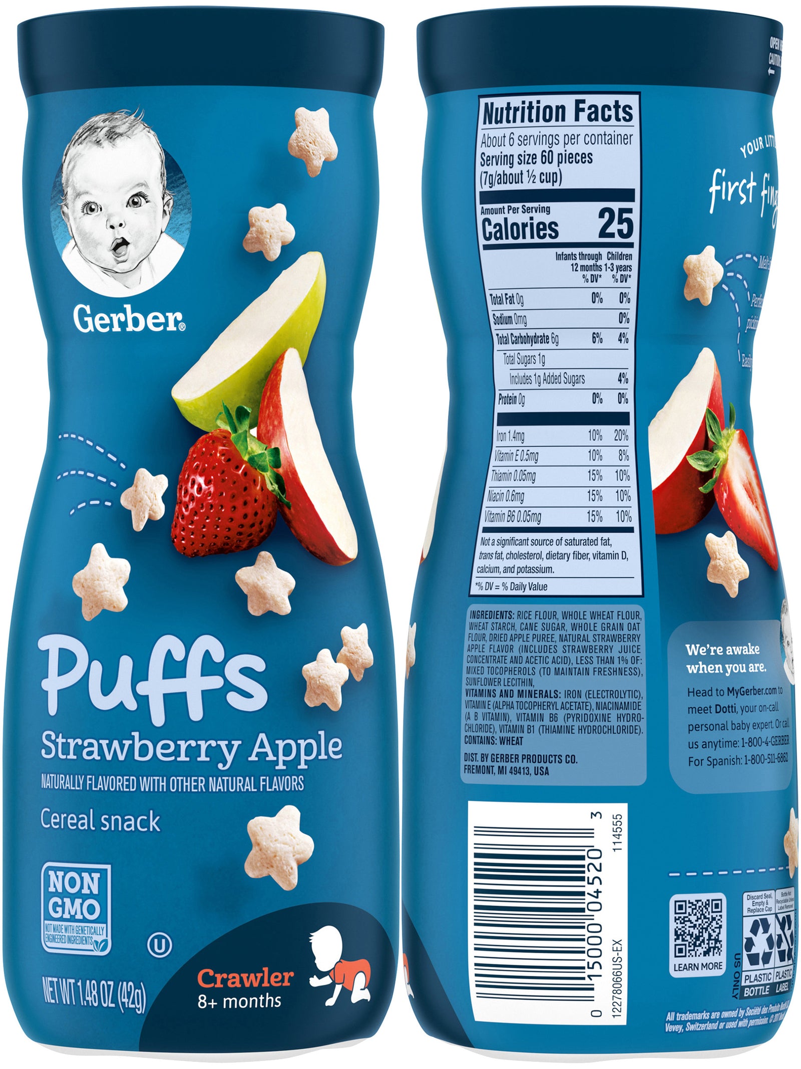 Gerber Puffs Cereal Snack Variety Pack 2 Strawberry Apple 2 Banana