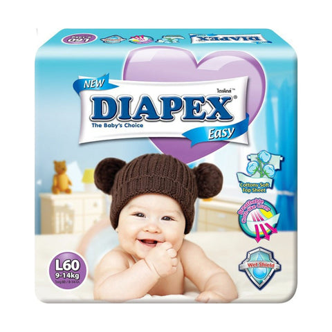 DIAPEX Easy Baby Diapers Mega Pack L60 9-14Kg (60pcs) - Clearance