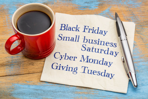 black friday, small business saturday, cyber monday, giving tuesday