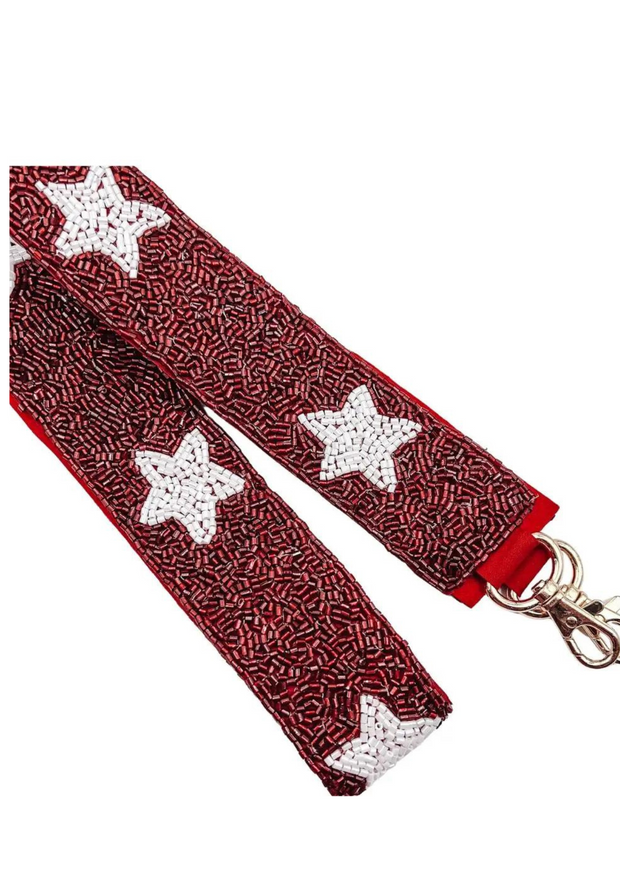 Red and black beaded purse strap – Lauren Grace Murphy Designs